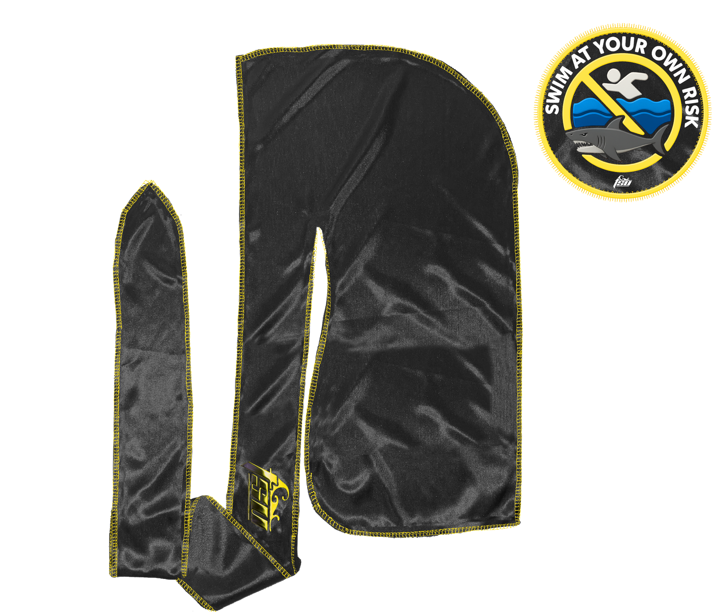 SWIM AT YOUR OWN RISK DURAG COMBO YELLOW STITCH