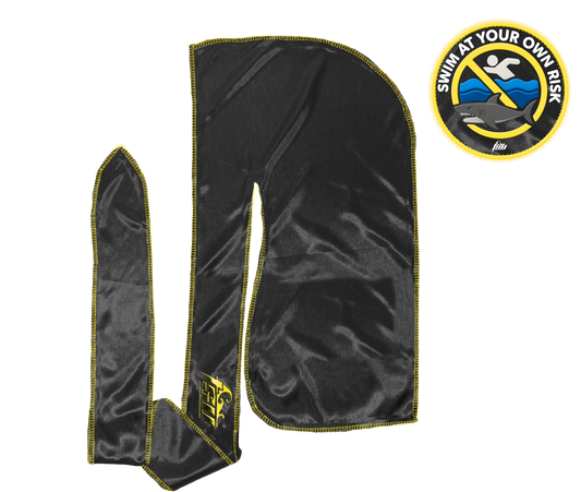 SWIM AT YOUR OWN RISK DURAG COMBO YELLOW STITCH