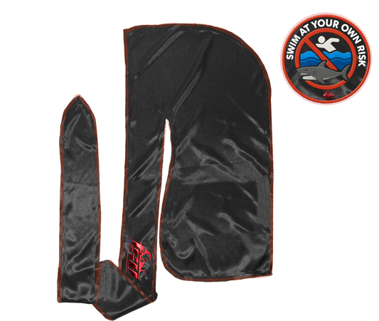 SWIM AT YOUR OWN RISK DURAG COMBO RED STITCH